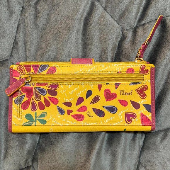 Fossil Yellow and Red Floral Wallet - Picture 2 of 14